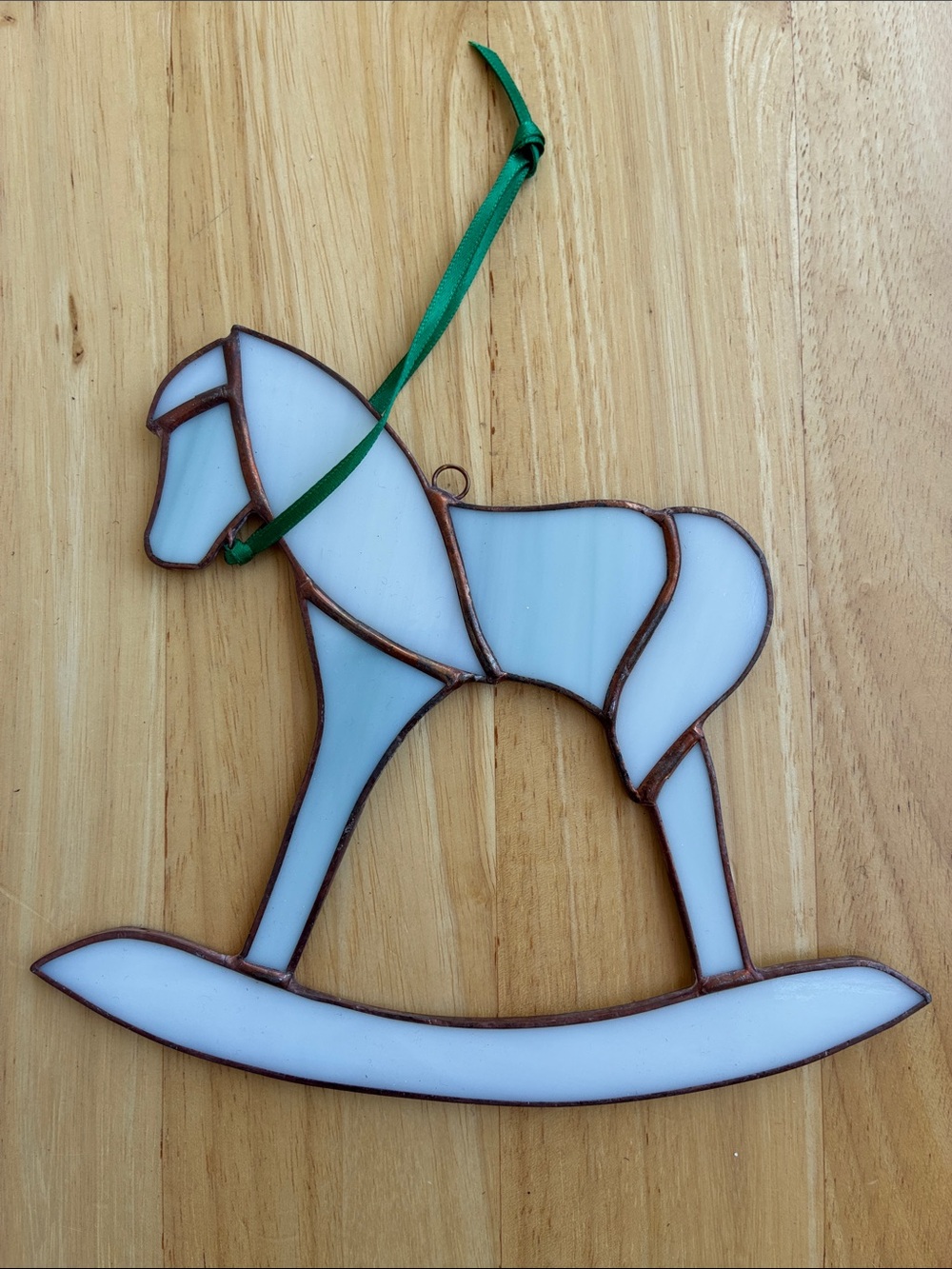 White Stained Glass Rocking Horse Ornament - Unbranded